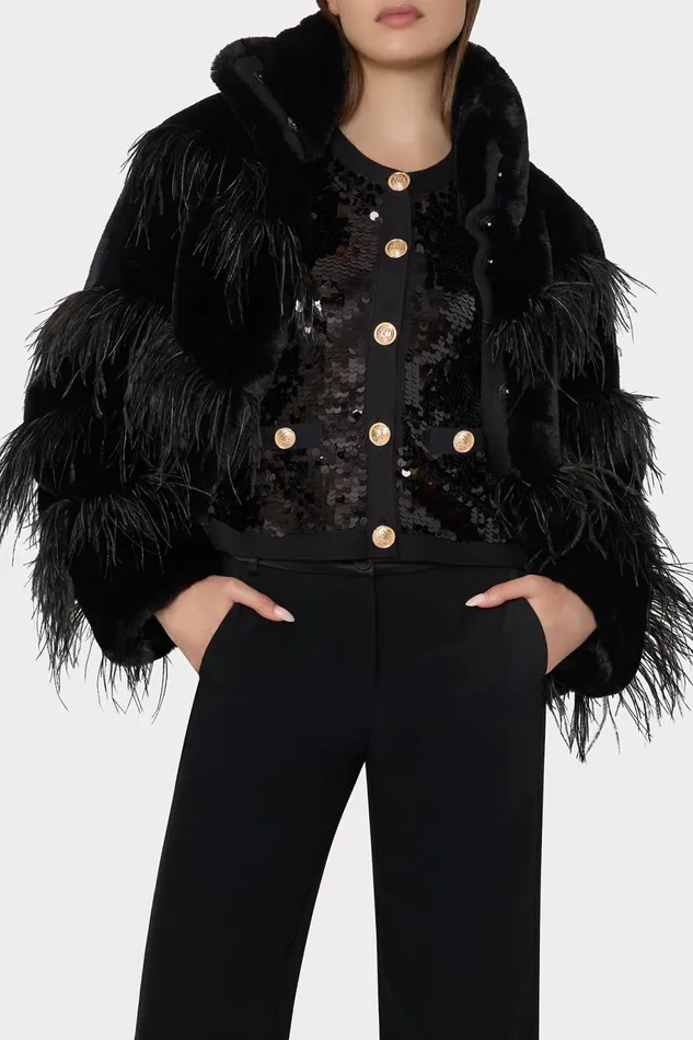 Milly Avah Faux Fur Jacket Black Women Coats and Jackets Milly Avah Faux Fur Jacket Black Women Coats and Jackets