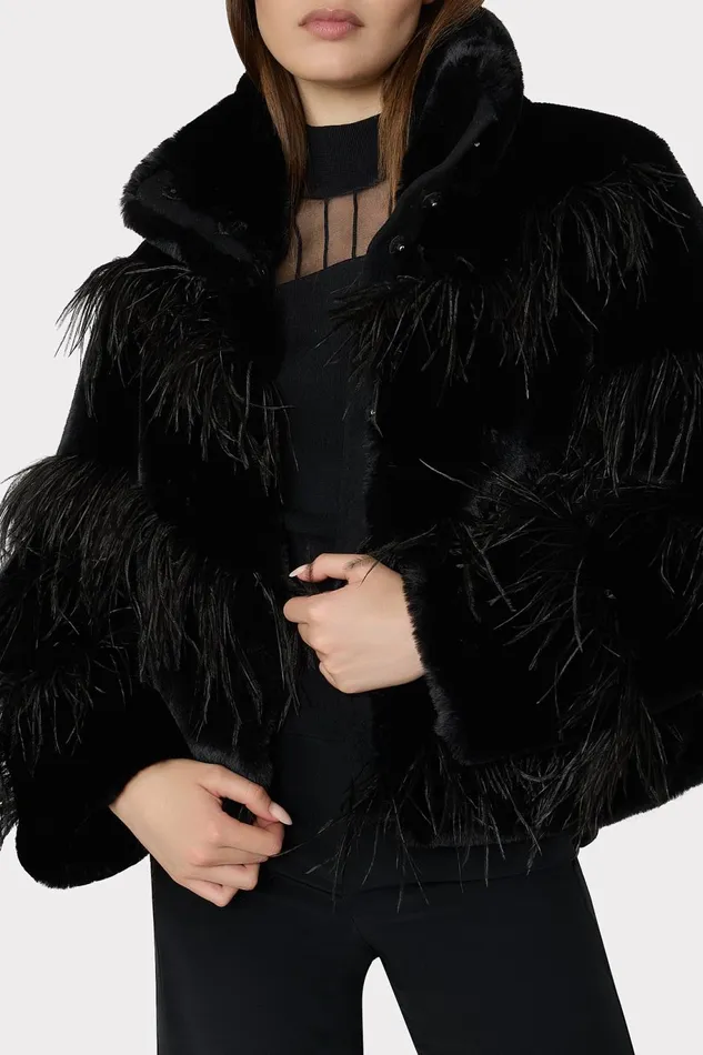 Milly Avah Faux Fur Jacket Black Women Coats and Jackets Milly Avah Faux Fur Jacket Black Women Coats and Jackets