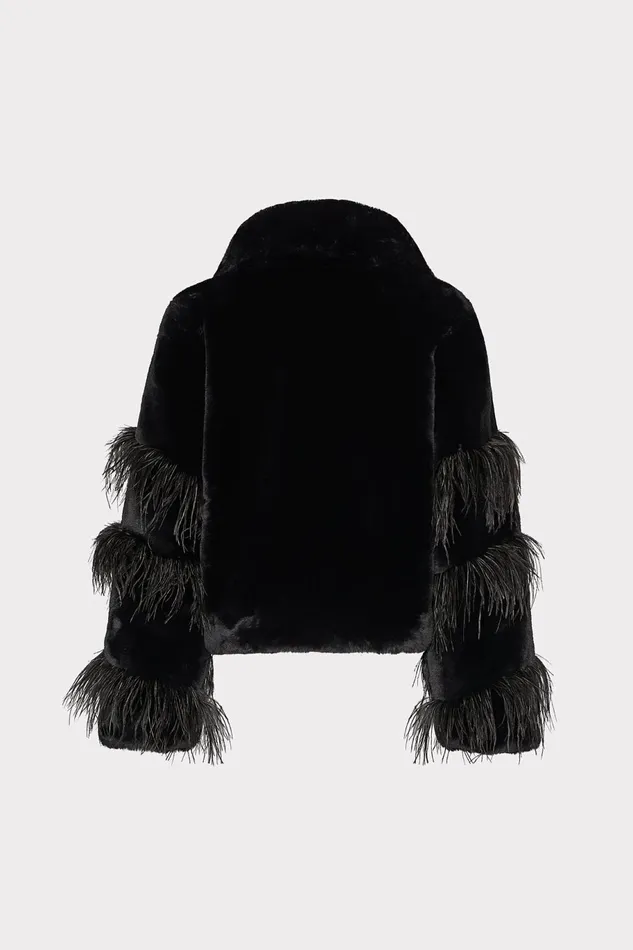 Milly Avah Faux Fur Jacket Black Women Coats and Jackets Milly Avah Faux Fur Jacket Black Women Coats and Jackets