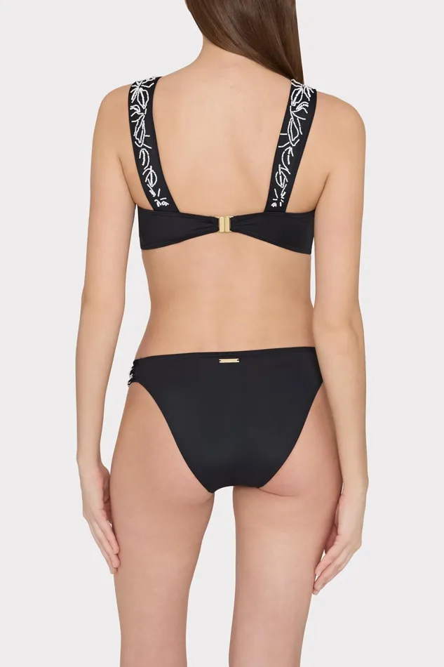 Milly Beaded Applique Bikini Bottom With Side Tabs Black Women Bikinis Milly Beaded Applique Bikini Bottom With Side Tabs Black Women Bikinis