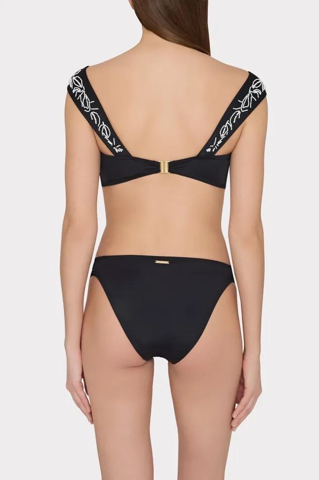 Milly Beaded Applique Bikini Bottom With Side Tabs Black Women Bikinis Milly Beaded Applique Bikini Bottom With Side Tabs Black Women Bikinis