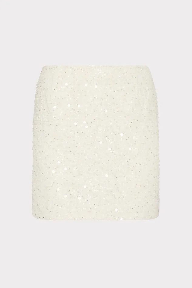 Milly Beaded Tweed Modern Mini Skirt White Women Skirts