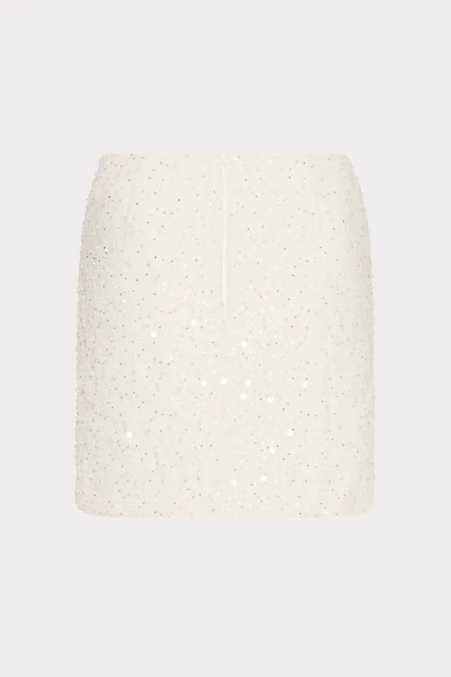 Milly Beaded Tweed Modern Mini Skirt White Women Skirts Milly Beaded Tweed Modern Mini Skirt White Women Skirts