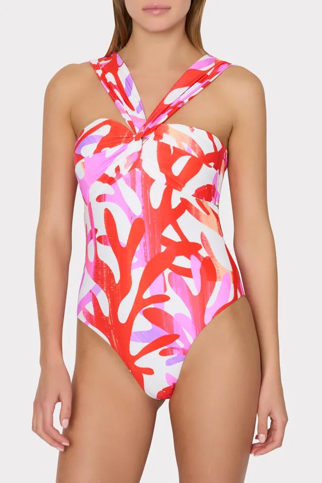 Milly Betsy Italian Under The Sea Bandeau One Piece Pink Multi Women One Piece Swimsuits Milly Betsy Italian Under The Sea Bandeau One Piece Pink Multi Women One Piece Swimsuits