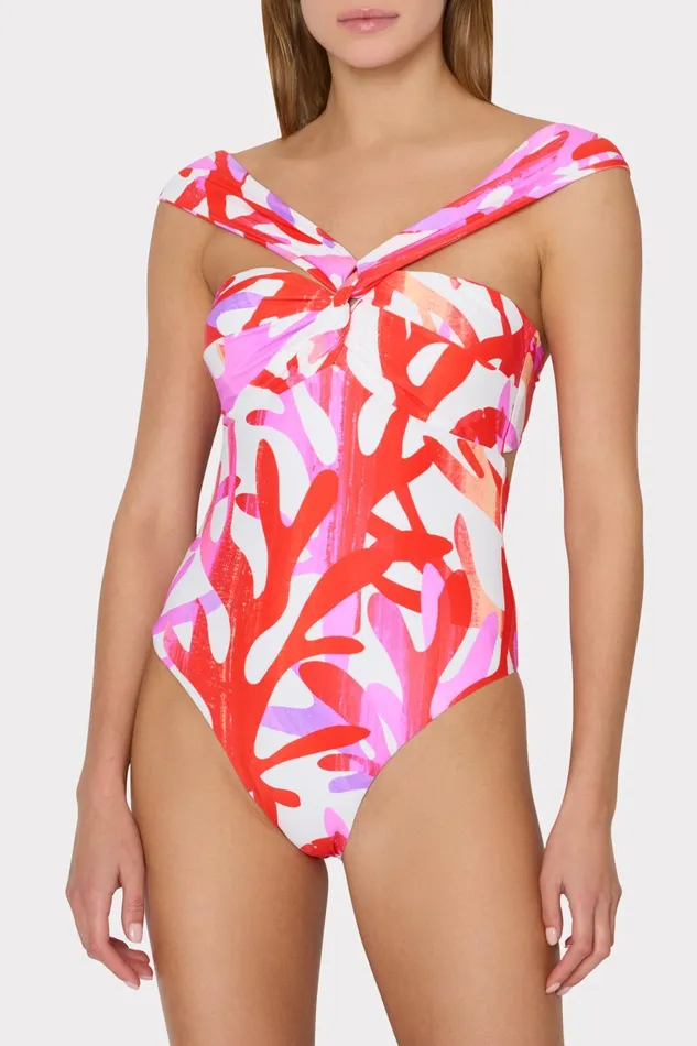 Milly Betsy Italian Under The Sea Bandeau One Piece Pink Multi Women One Piece Swimsuits Milly Betsy Italian Under The Sea Bandeau One Piece Pink Multi Women One Piece Swimsuits