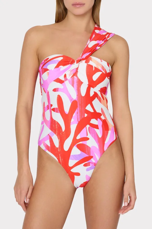 Milly Betsy Italian Under The Sea Bandeau One Piece Pink Multi Women One Piece Swimsuits Milly Betsy Italian Under The Sea Bandeau One Piece Pink Multi Women One Piece Swimsuits