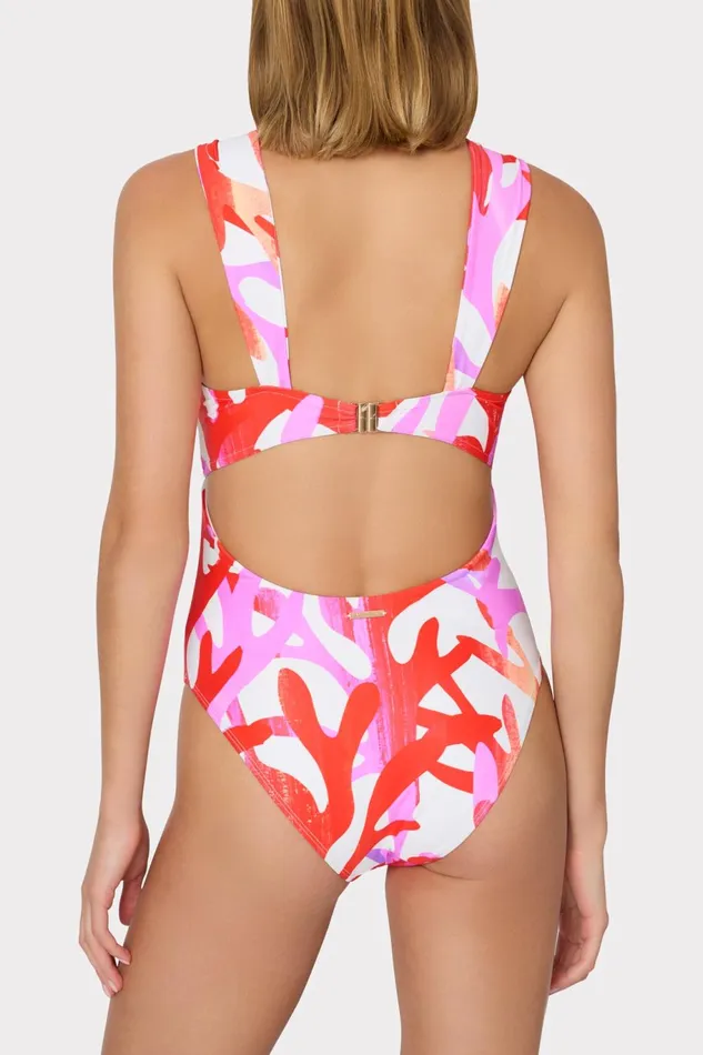 Milly Betsy Italian Under The Sea Bandeau One Piece Pink Multi Women One Piece Swimsuits Milly Betsy Italian Under The Sea Bandeau One Piece Pink Multi Women One Piece Swimsuits