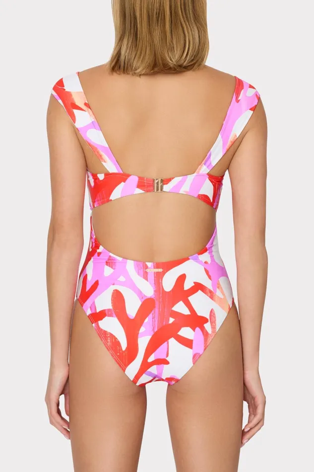 Milly Betsy Italian Under The Sea Bandeau One Piece Pink Multi Women One Piece Swimsuits Milly Betsy Italian Under The Sea Bandeau One Piece Pink Multi Women One Piece Swimsuits