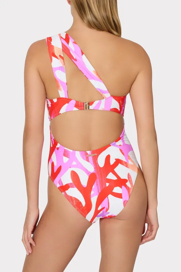 Milly Betsy Italian Under The Sea Bandeau One Piece Pink Multi Women One Piece Swimsuits Milly Betsy Italian Under The Sea Bandeau One Piece Pink Multi Women One Piece Swimsuits