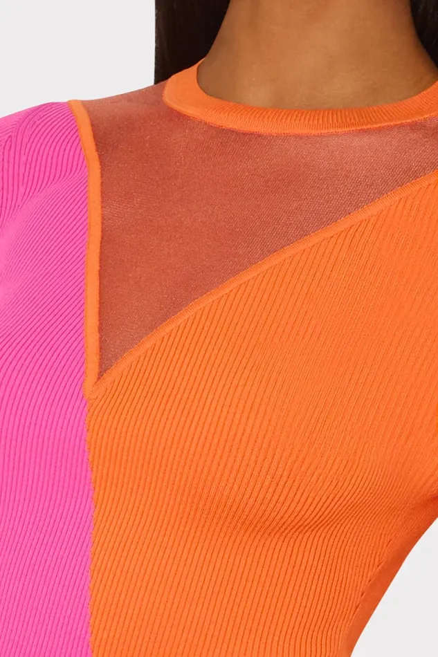 Milly Color Block Sheer Graphic Crewneck Coralpink Women Sweaters and Knits Milly Color Block Sheer Graphic Crewneck Coralpink Women Sweaters and Knits