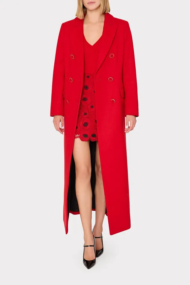 Milly Double Breasted Wool Coat Red Women Coats and Jackets Milly Double Breasted Wool Coat Red Women Coats and Jackets