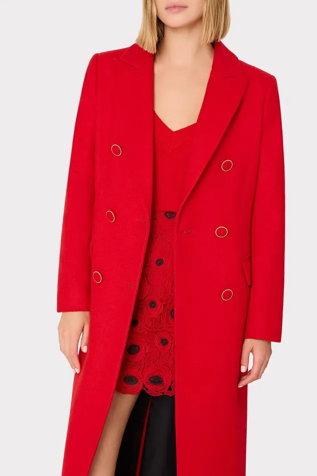 Milly Double Breasted Wool Coat Red Women Coats and Jackets Milly Double Breasted Wool Coat Red Women Coats and Jackets