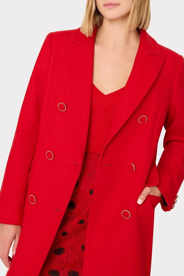 Milly Double Breasted Wool Coat Red Women Coats and Jackets Milly Double Breasted Wool Coat Red Women Coats and Jackets