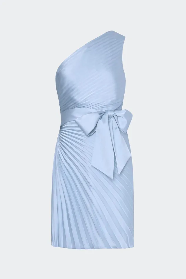 Milly Estie Satin Pleated Mini Dress Ice Blue Women Dresses