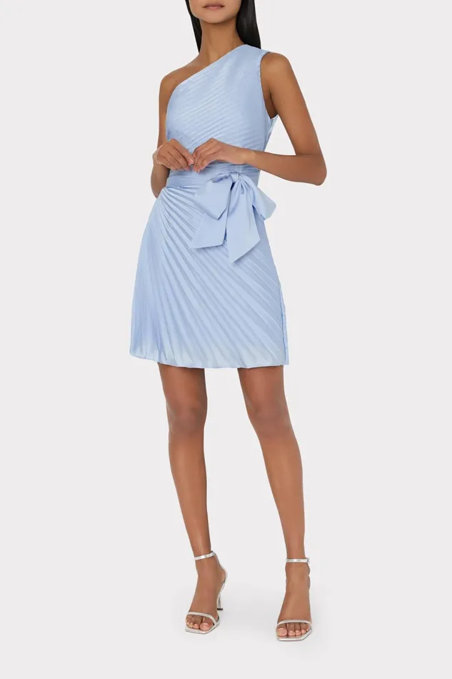 Milly Estie Satin Pleated Mini Dress Ice Blue Women Dresses Milly Estie Satin Pleated Mini Dress Ice Blue Women Dresses