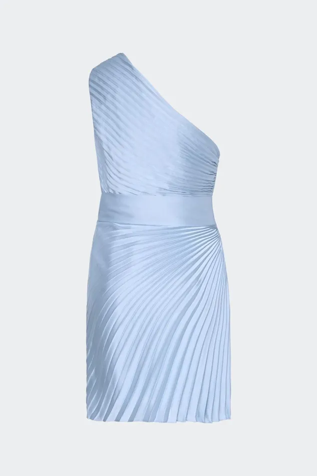 Milly Estie Satin Pleated Mini Dress Ice Blue Women Dresses Milly Estie Satin Pleated Mini Dress Ice Blue Women Dresses