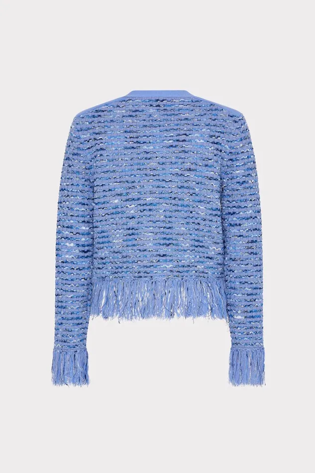 Milly Fringe Trim Cardigan Blue Women Cardigans Milly Fringe Trim Cardigan Blue Women Cardigans