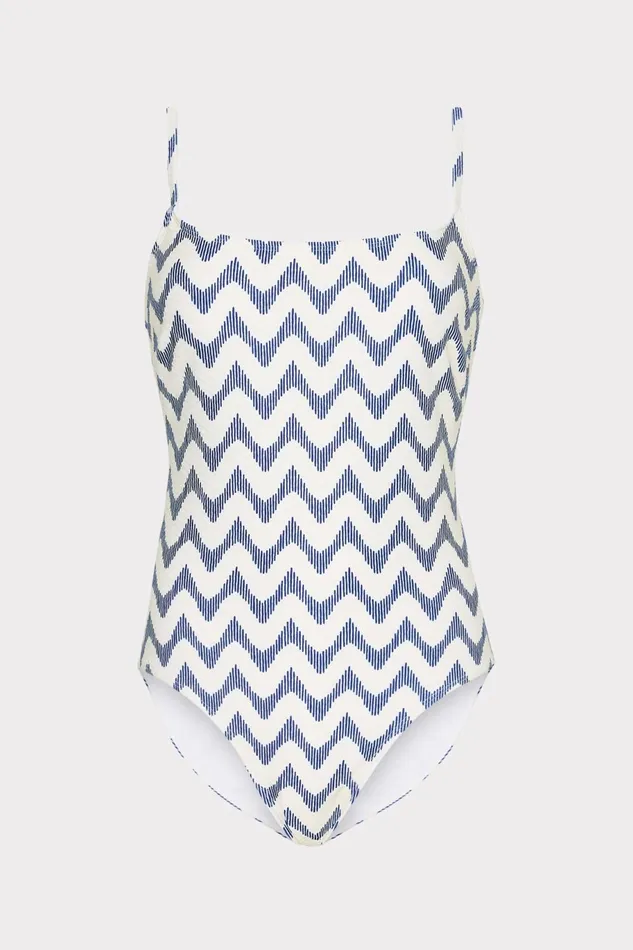 Milly Grace Barcelona Chevron One Piece Whiteblue Women One Piece Swimsuits