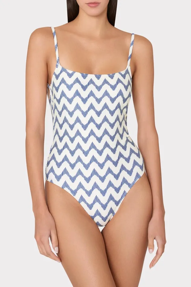 Milly Grace Barcelona Chevron One Piece Whiteblue Women One Piece Swimsuits Milly Grace Barcelona Chevron One Piece Whiteblue Women One Piece Swimsuits