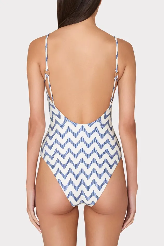 Milly Grace Barcelona Chevron One Piece Whiteblue Women One Piece Swimsuits Milly Grace Barcelona Chevron One Piece Whiteblue Women One Piece Swimsuits