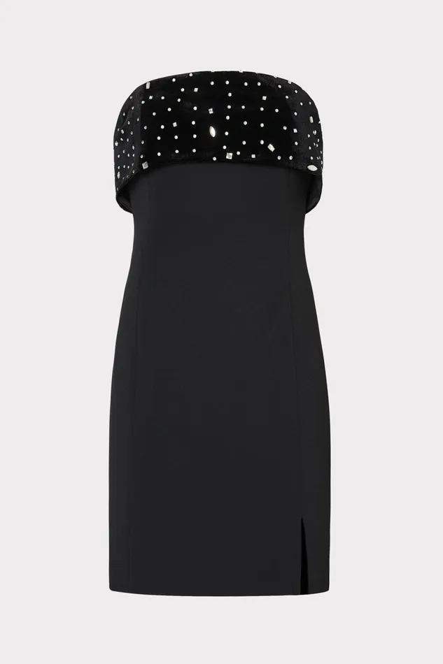 Milly Indy Crystal Embellished Mini Dress Blacksilver Women Dresses
