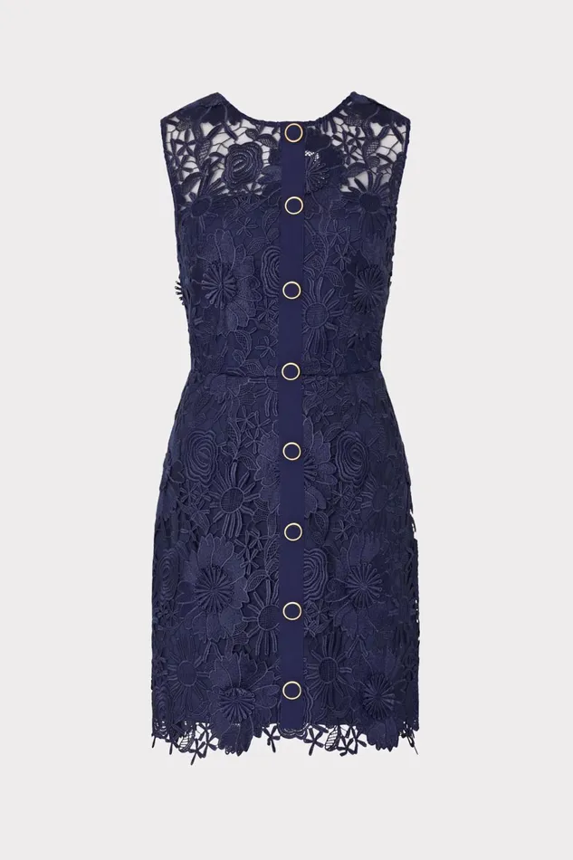 Milly Judy Lace Mini Dress Navy Women Dresses
