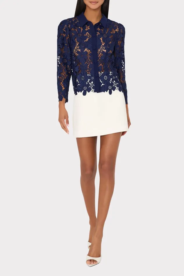 Milly June Roja Lace Top Navy Women Tops Milly June Roja Lace Top Navy Women Tops