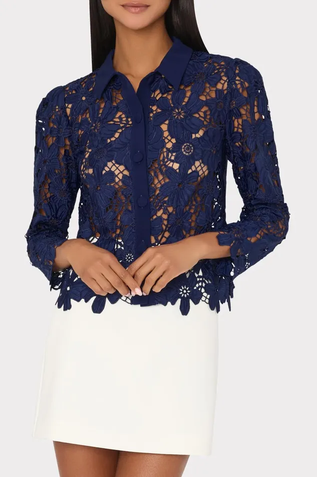 Milly June Roja Lace Top Navy Women Tops Milly June Roja Lace Top Navy Women Tops