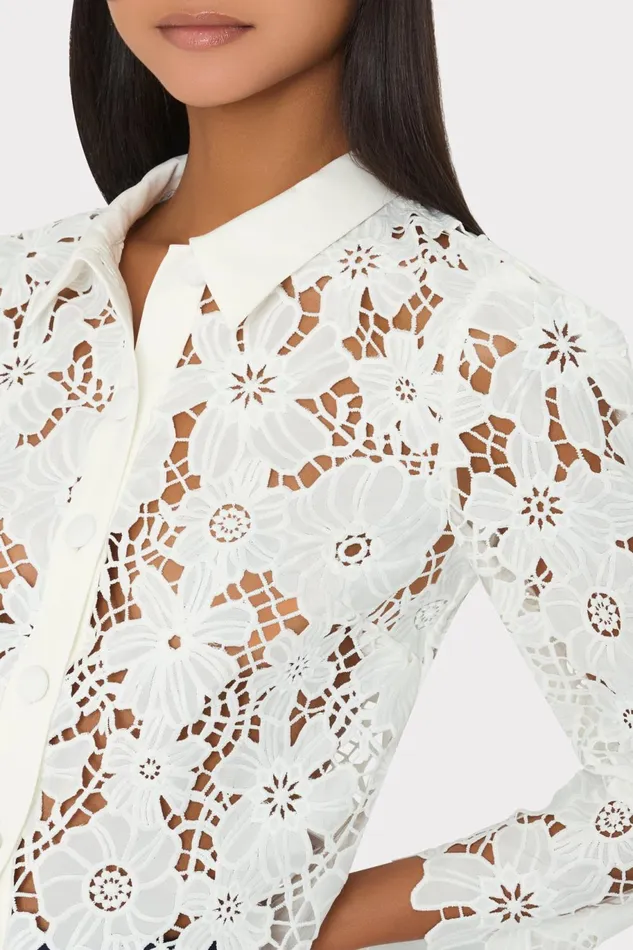 Milly June Roja Lace Top White Women Tops Milly June Roja Lace Top White Women Tops