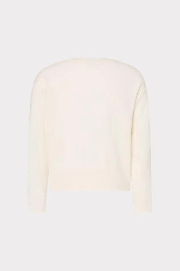 Milly Kalia Crystal VNeck Sweater Ecru Women Tops Milly Kalia Crystal VNeck Sweater Ecru Women Tops
