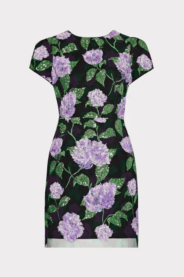 Milly Kyla Printed Sequins Mini Dress Lilac Multi Women Dresses