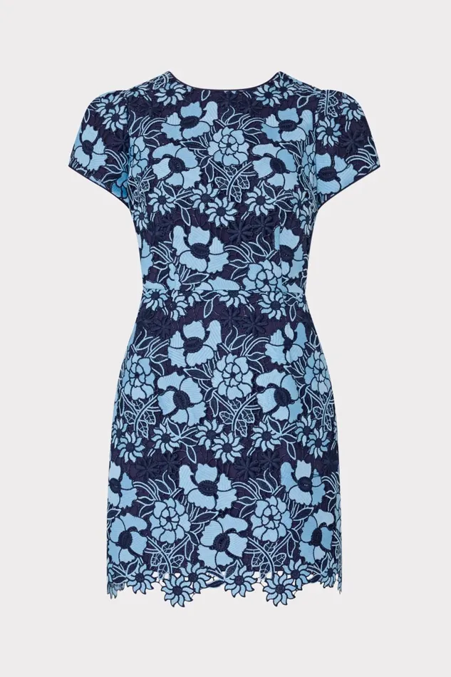 Milly Kyla Two Tone Floral Lace Mini Dress Bluenavy Women Dresses