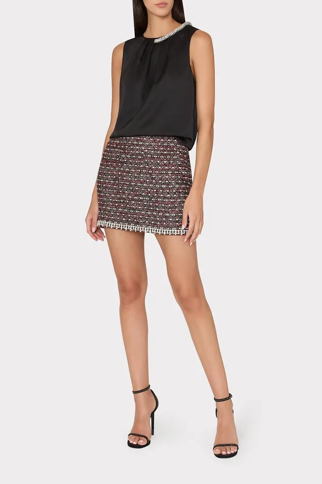 Milly Lily Satin Crystal Embellished Top Black Women Tops Milly Lily Satin Crystal Embellished Top Black Women Tops