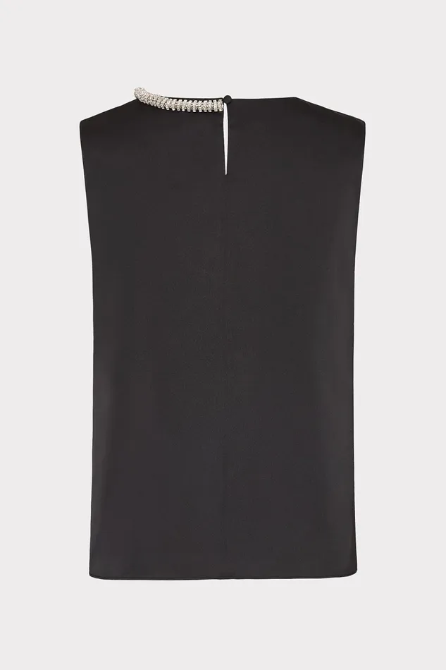 Milly Lily Satin Crystal Embellished Top Black Women Tops Milly Lily Satin Crystal Embellished Top Black Women Tops