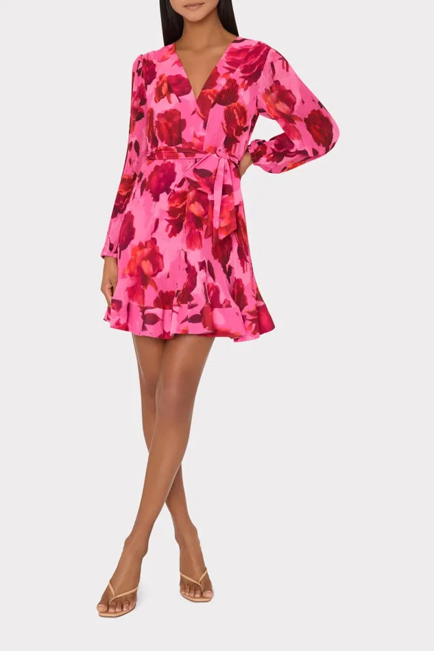 Milly Liv Blurred Blossom Pleated Dress Pink Multi Women Dresses Milly Liv Blurred Blossom Pleated Dress Pink Multi Women Dresses