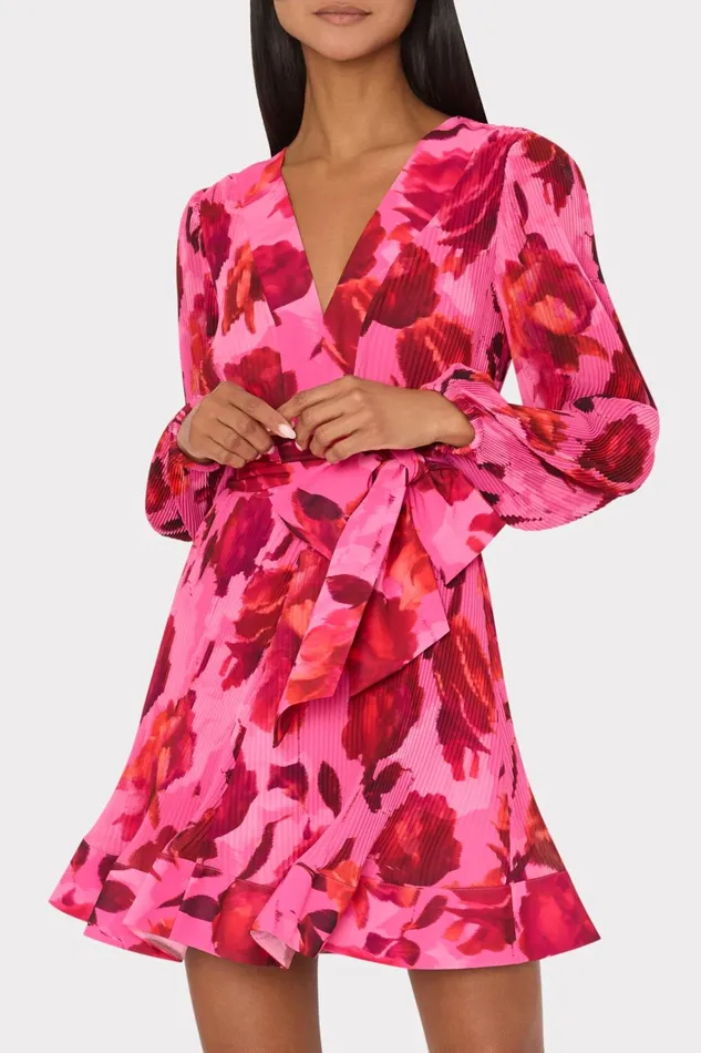 Milly Liv Blurred Blossom Pleated Dress Pink Multi Women Dresses Milly Liv Blurred Blossom Pleated Dress Pink Multi Women Dresses