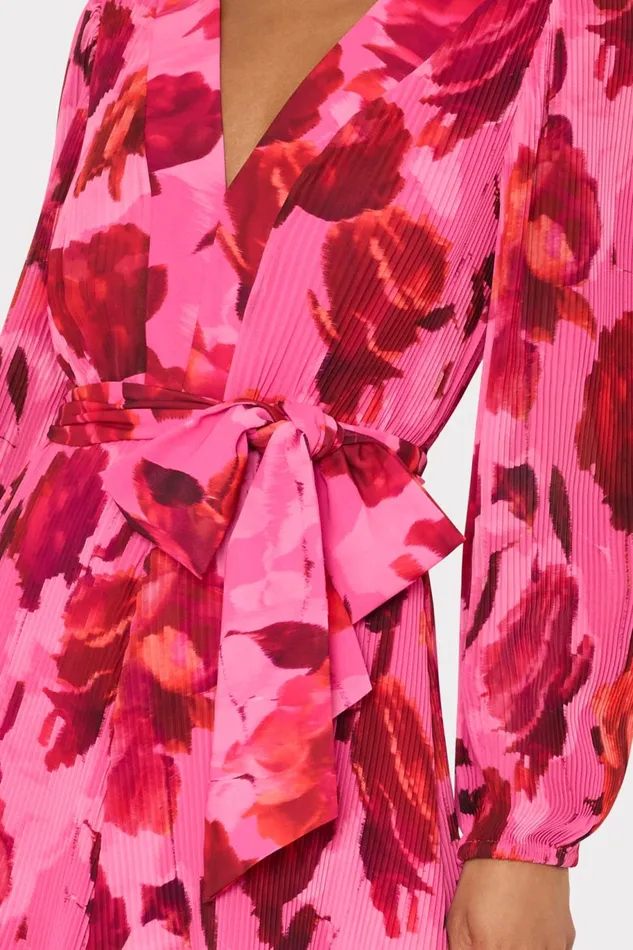 Milly Liv Blurred Blossom Pleated Dress Pink Multi Women Dresses Milly Liv Blurred Blossom Pleated Dress Pink Multi Women Dresses