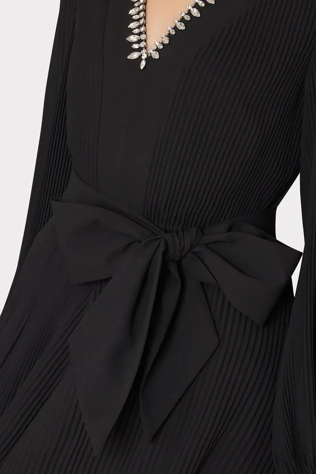 Milly Liv Crystal Embellished Pleated Dress Black Women Dresses Milly Liv Crystal Embellished Pleated Dress Black Women Dresses