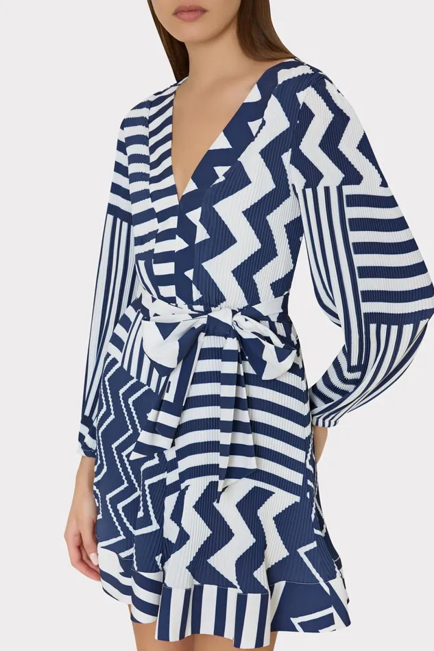 Milly Liv Patchwork Chevron Pleated Dress Bluewhite Women Dresses Milly Liv Patchwork Chevron Pleated Dress Bluewhite Women Dresses