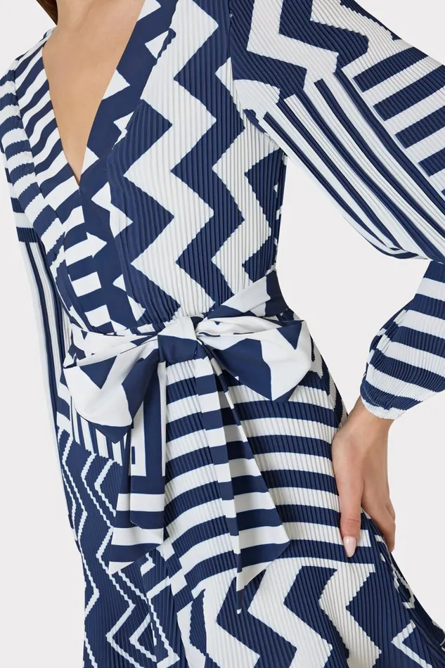 Milly Liv Patchwork Chevron Pleated Dress Bluewhite Women Dresses Milly Liv Patchwork Chevron Pleated Dress Bluewhite Women Dresses