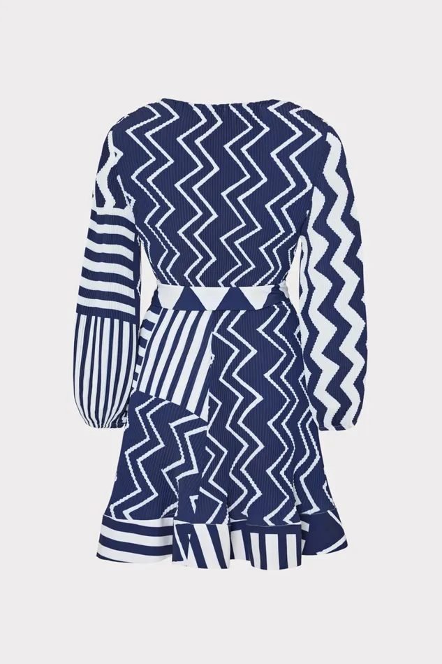 Milly Liv Patchwork Chevron Pleated Dress Bluewhite Women Dresses Milly Liv Patchwork Chevron Pleated Dress Bluewhite Women Dresses