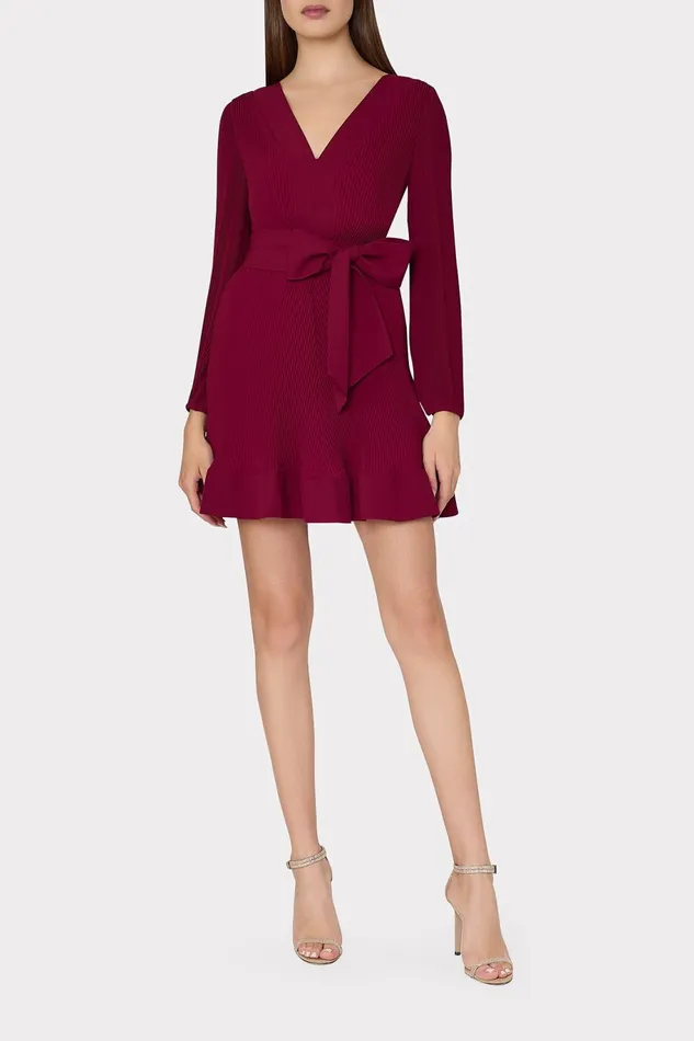 Milly Liv Pleated Dress Wine Women Dresses