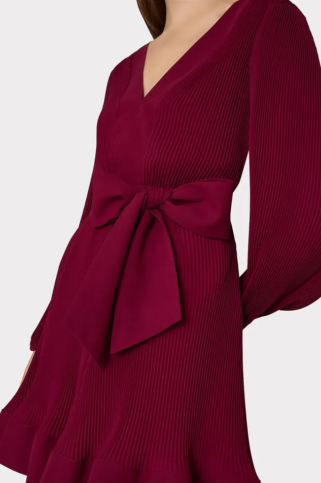 Milly Liv Pleated Dress Wine Women Dresses