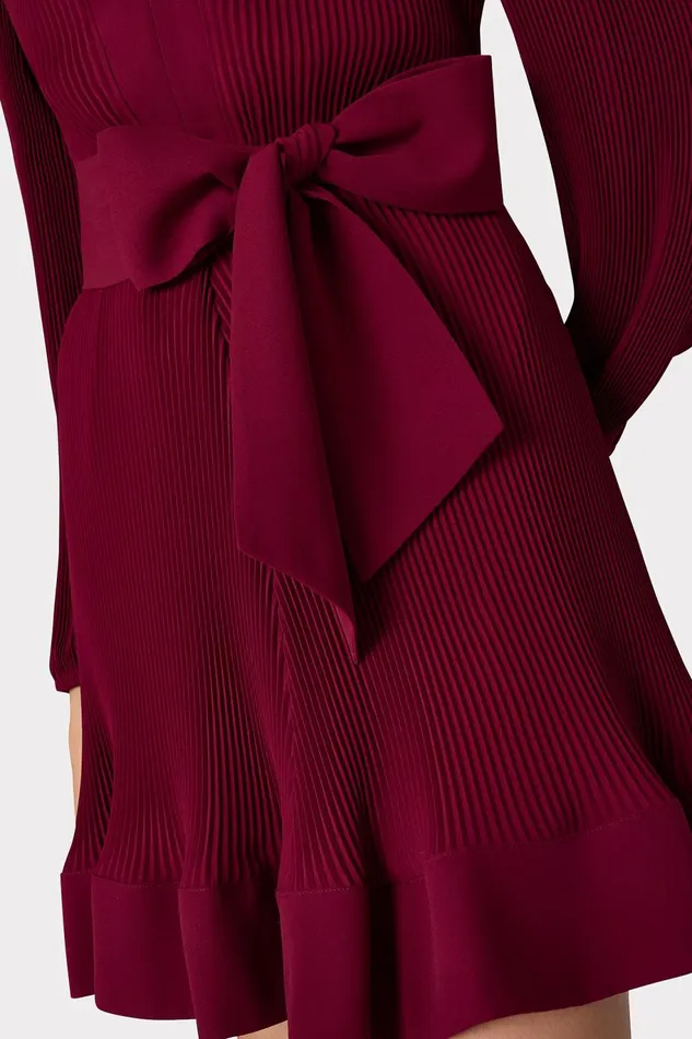 Milly Liv Pleated Dress Wine Women Dresses