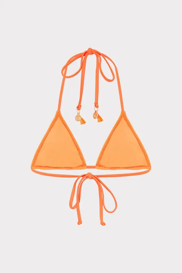 Milly Lori Textured Triangle Bikini Top Neon Orange Women Swim and Coverups Milly Lori Textured Triangle Bikini Top Neon Orange Women Swim and Coverups