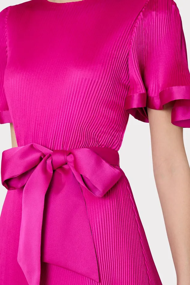 Milly Lumi Satin Pleated Dress Pink Women Dresses Milly Lumi Satin Pleated Dress Pink Women Dresses