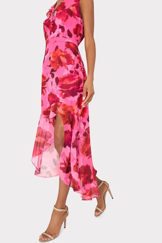 Milly Nanci Blurred Blossom Ruffle Dress Pink Multi Women Dresses Milly Nanci Blurred Blossom Ruffle Dress Pink Multi Women Dresses