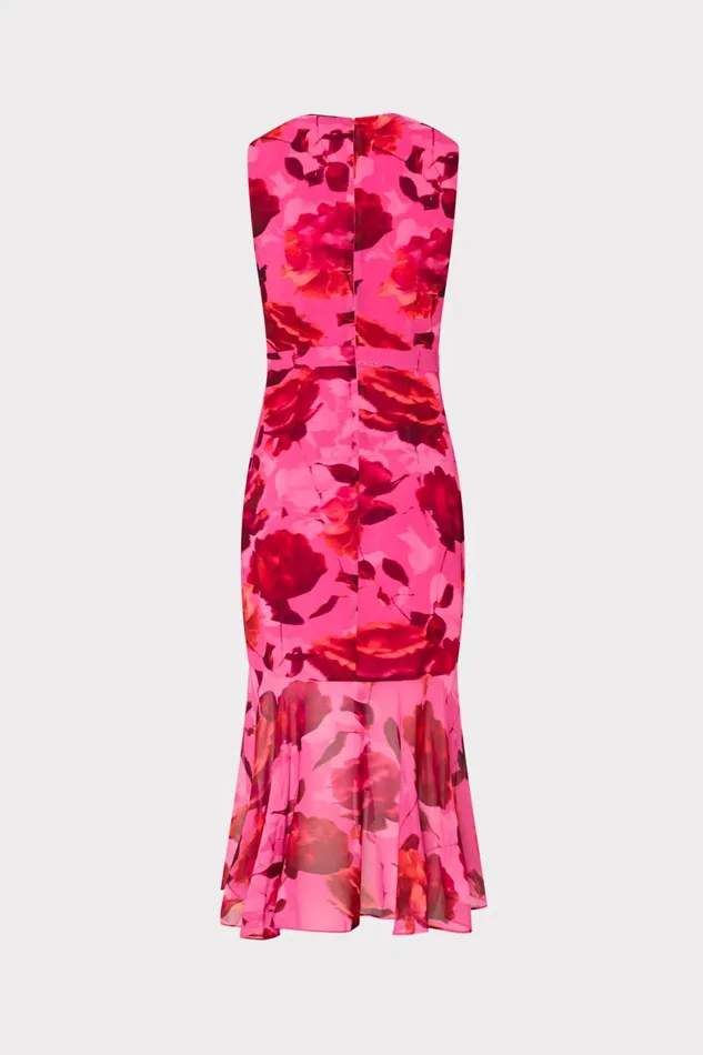 Milly Nanci Blurred Blossom Ruffle Dress Pink Multi Women Dresses Milly Nanci Blurred Blossom Ruffle Dress Pink Multi Women Dresses