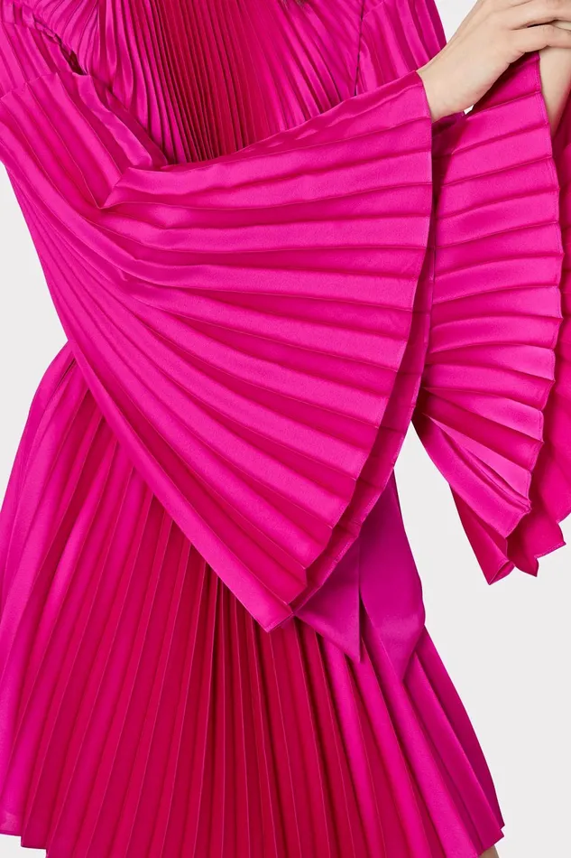 Milly Nandi Mock Neck Pleated Dress Pink Women Dresses Milly Nandi Mock Neck Pleated Dress Pink Women Dresses