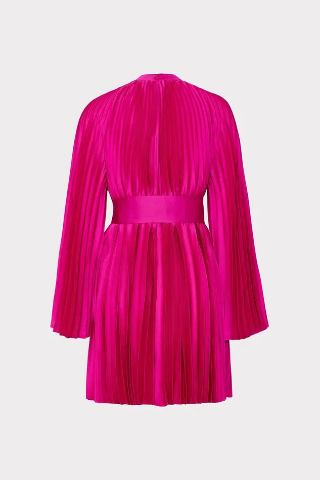 Milly Nandi Mock Neck Pleated Dress Pink Women Dresses Milly Nandi Mock Neck Pleated Dress Pink Women Dresses